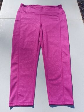 Lilly Pulitzer Luxletic Pink Floral Cropped Leggings Womens XL Leg Pocket